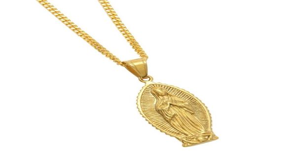 hip hop men women stainless steel 24k gold color punk virgin mary pendant necklace 24quot cuban chain fashion jewelry1718824, Silver
hip hop men women stainless steel 24k gold color punk virgin mary pendant necklace 24quot cuban chain fashion jewelry1718824, Silver