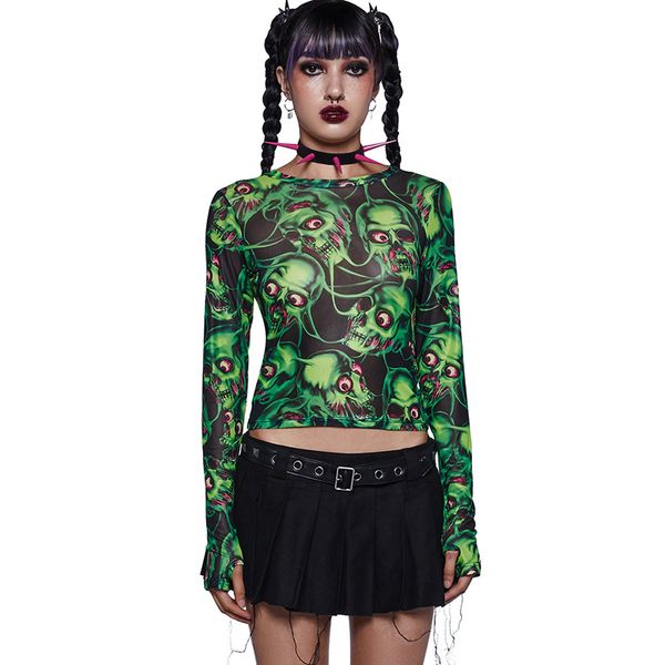 women's t shirts goth dark skull print cyber y2k punk mesh t-shirts mall gothic transprent women crop grunge long sleeve emo streetwea, White
women's t shirts goth dark skull print cyber y2k punk mesh t-shirts mall gothic transprent women crop grunge long sleeve emo streetwea, White