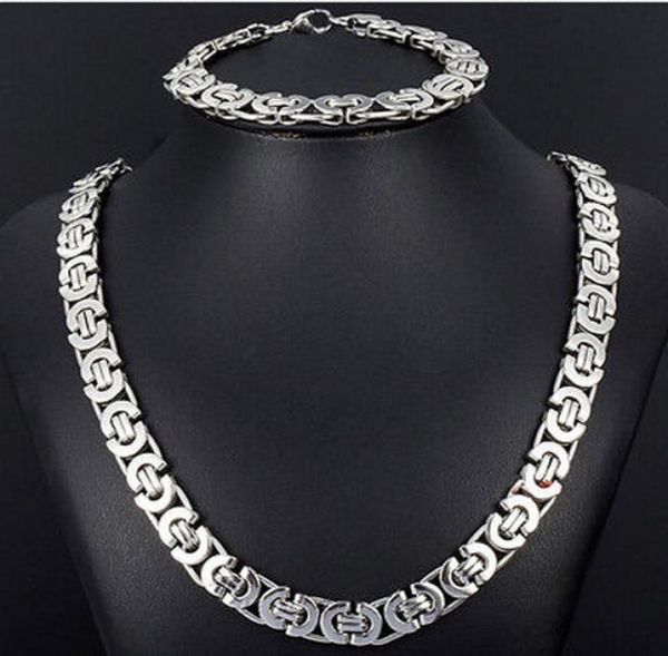 new style jewlery set 8mm silver tone flat byzantine chain necklace bracelet 316l stainless steel bling for fashion mens xmas gi1117792
new style jewlery set 8mm silver tone flat byzantine chain necklace bracelet 316l stainless steel bling for fashion mens xmas gi1117792