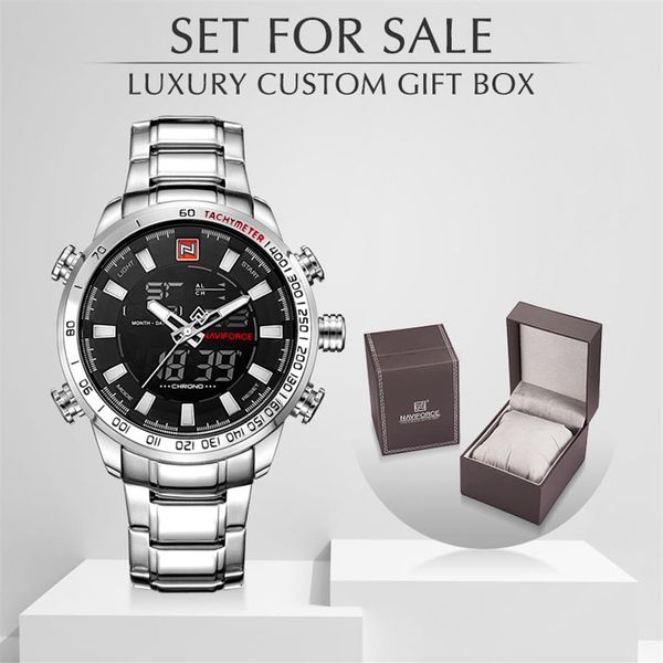 naviforce brand men military sport watches mens led analog digital watch male army stainless quartz clock with box set for 227f, Slivery;brown
naviforce brand men military sport watches mens led analog digital watch male army stainless quartz clock with box set for 227f, Slivery;brown