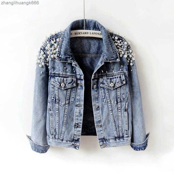 spring autumn woman basic coats women denim jacket pearls beading fashion jeans coat loose long sleeve jackets w1021, Black;brown
spring autumn woman basic coats women denim jacket pearls beading fashion jeans coat loose long sleeve jackets w1021, Black;brown