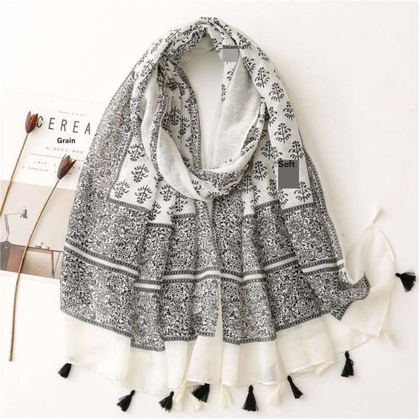 small fresh japanese neckerchief and korean sweet socialite style scarf female balinese cotton linen hand tassels, Blue;gray 
small fresh japanese neckerchief and korean sweet socialite style scarf female balinese cotton linen hand tassels, Blue;gray