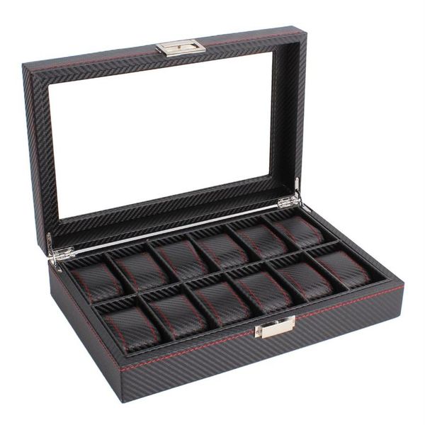 outad 12 slots carbon fiber watch box jewelry watch display storage holder rectangle black leather case224a, Black;blue
outad 12 slots carbon fiber watch box jewelry watch display storage holder rectangle black leather case224a, Black;blue