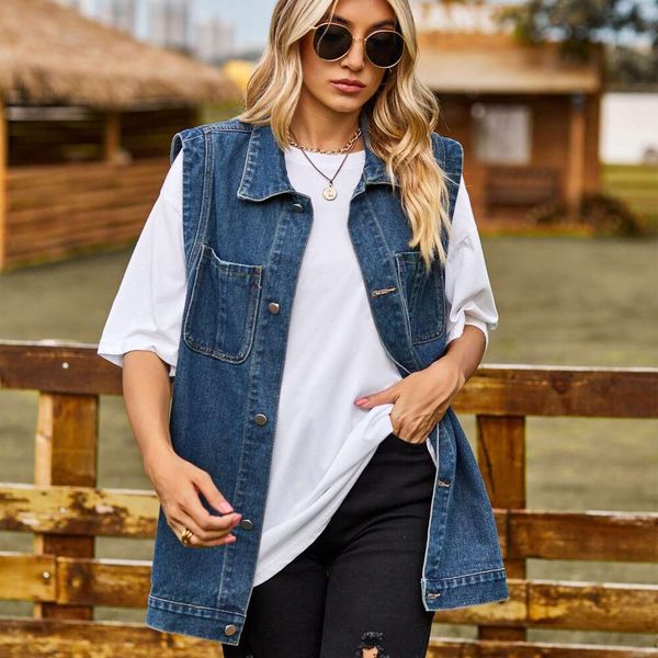 denim vest sleeveless fashionable for women in spring and autumn, Black;white
denim vest sleeveless fashionable for women in spring and autumn, Black;white