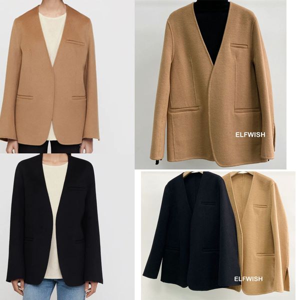 womens wool blends woman fashion fw collarless vneck wool suit blazer camel black long sleeves cuff slits welt pockets 230905
womens wool blends woman fashion fw collarless vneck wool suit blazer camel black long sleeves cuff slits welt pockets 230905