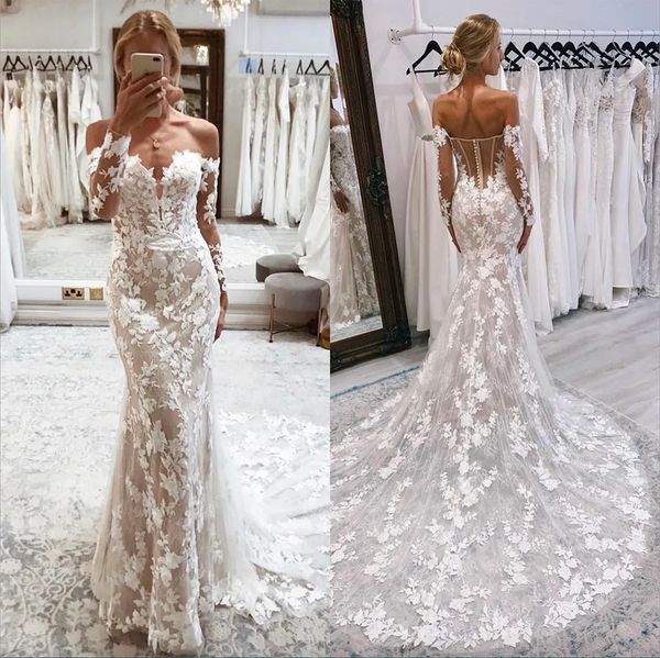 elegant mermaid wedding dresses off shoulder lace long sleeves luxury wedding dress sweep train button back wedding bridal gowns, White
elegant mermaid wedding dresses off shoulder lace long sleeves luxury wedding dress sweep train button back wedding bridal gowns, White