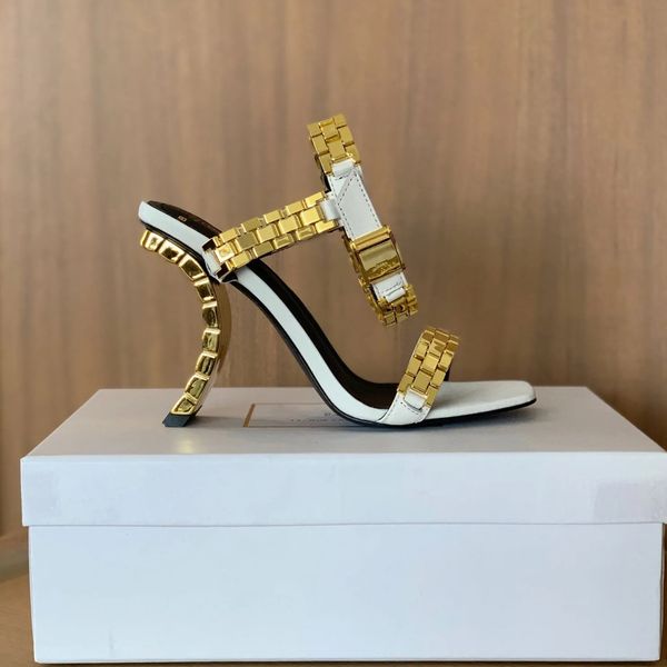 new metallic chain sandals block heels square toe women's luxury designers leather sole evening party bridesmaid shoes factory footwear, Black
new metallic chain sandals block heels square toe women's luxury designers leather sole evening party bridesmaid shoes factory footwear, Black