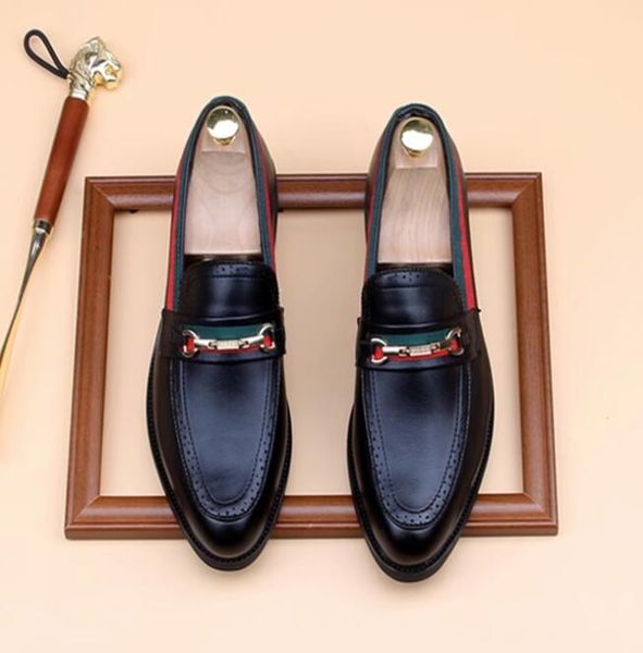 luxury brand men dress shoes flat casual shoe business office oxfords genuine leather designers metal buckle loafer size: eu39-44, Black
luxury brand men dress shoes flat casual shoe business office oxfords genuine leather designers metal buckle loafer size: eu39-44, Black