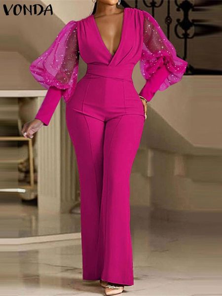 womens two piece pants vonda elegant long jumpsuits deep vneck pleated rompers summer lantern sleeve mesh patchwork flared trousers 230904, White
womens two piece pants vonda elegant long jumpsuits deep vneck pleated rompers summer lantern sleeve mesh patchwork flared trousers 230904, White