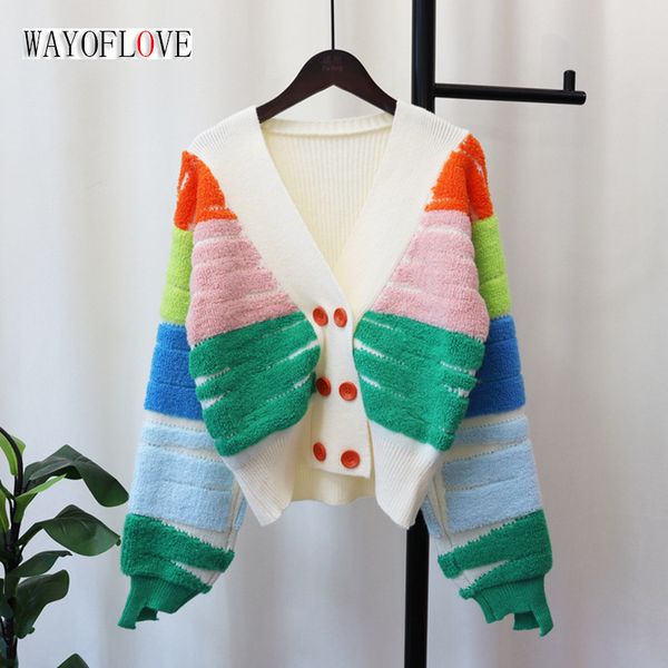 womens sweaters wayoflove sweater cardigan autumn winter contrast vneck double breasted loose and lazy flocking knitted female 230904, White;black
womens sweaters wayoflove sweater cardigan autumn winter contrast vneck double breasted loose and lazy flocking knitted female 230904, White;black