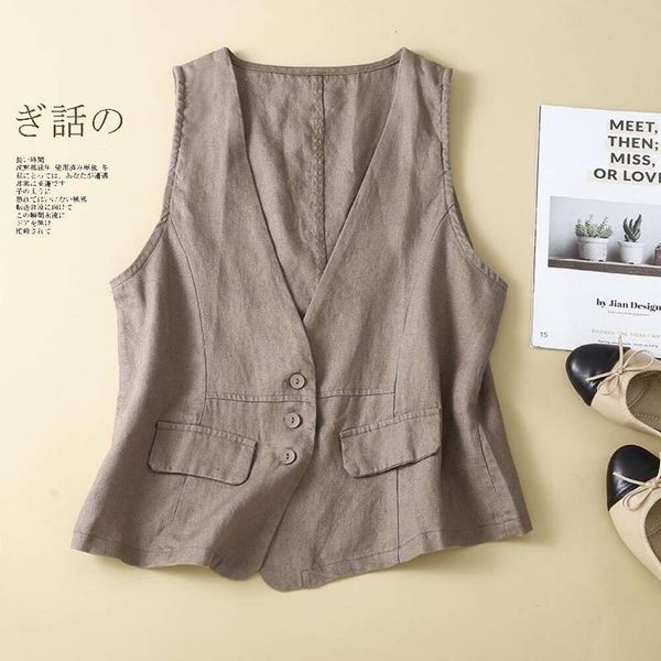 colors cotton and linen vest sleeveless summer v neck casual thin jacket for women, Black;white
colors cotton and linen vest sleeveless summer v neck casual thin jacket for women, Black;white