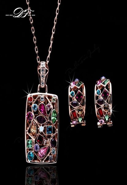 

dfs022 luxury multicolor rose gold color crystal necklaces pendants earrings set african brand wedding jewelry for brides c19021138243612, Silver