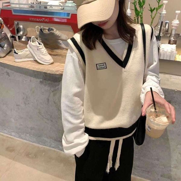 jk academy style v neck knitted vest for womens outerwear spring and autumn folded sweater, Black;white
jk academy style v neck knitted vest for womens outerwear spring and autumn folded sweater, Black;white