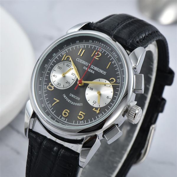 2022 cuervo y sobrinos men's watch multifunctional luxury chronograph fashion classic leather strap waterproof quartz sports 331m, Slivery;brown
2022 cuervo y sobrinos men's watch multifunctional luxury chronograph fashion classic leather strap waterproof quartz sports 331m, Slivery;brown