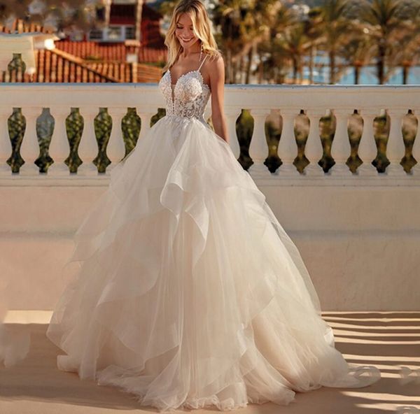 2024 wedding dresses a-line pleat spaghetti straps vestidos de novia backless v-neck tulle ruffles tiered for elegant women, White
2024 wedding dresses a-line pleat spaghetti straps vestidos de novia backless v-neck tulle ruffles tiered for elegant women, White