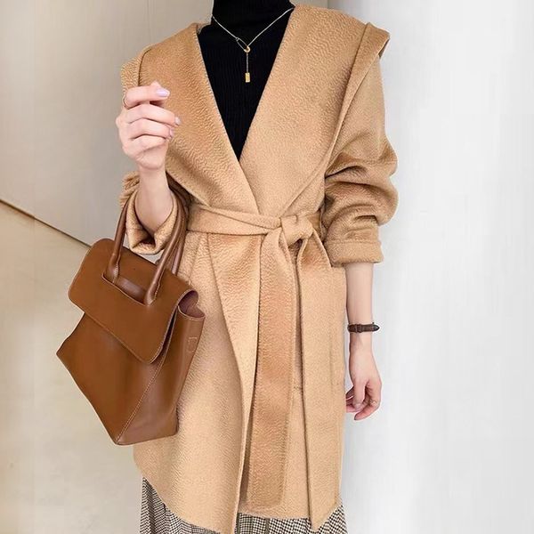 womens wool blends water corrugated doublesided frosted trench coat hooded warm lacing wool cashmere coat 230905, Black
womens wool blends water corrugated doublesided frosted trench coat hooded warm lacing wool cashmere coat 230905, Black