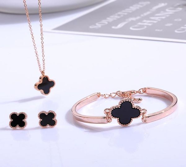 new fashion noble 18k rose gold plated clovers earrings necklace bracelet engagement bride wedding jewelry set nice gift whole1284968, Black
new fashion noble 18k rose gold plated clovers earrings necklace bracelet engagement bride wedding jewelry set nice gift whole1284968, Black