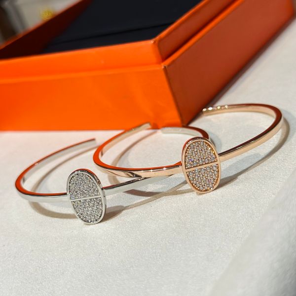 luxury cuff bangle s925 sterling silver pig nose brand designer full crystal round charm open bangle bracelet with box for women jewelry, Black
luxury cuff bangle s925 sterling silver pig nose brand designer full crystal round charm open bangle bracelet with box for women jewelry, Black