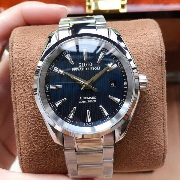 41mm mens automatic mechanical watch sapphire luminous calendar black stainless steel bracelet, Slivery;brown
41mm mens automatic mechanical watch sapphire luminous calendar black stainless steel bracelet, Slivery;brown