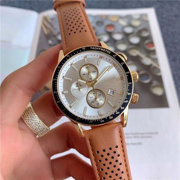 brand watch men boss multifunction style leather strap calendar quartz wrist watches small dials can work bs23294p, Slivery;brown
brand watch men boss multifunction style leather strap calendar quartz wrist watches small dials can work bs23294p, Slivery;brown