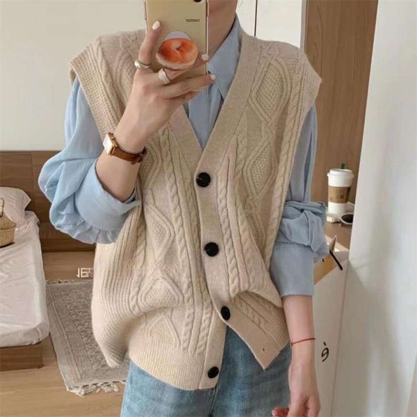 vintage artistic style knitted vest womens jacket folded wear fashionable autumn and winter twist v neck, Black;white
vintage artistic style knitted vest womens jacket folded wear fashionable autumn and winter twist v neck, Black;white