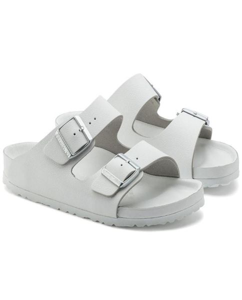 

famous brand arizona all black and white casual flat sandals male buckle summer beach genuine leather slippers 2729135