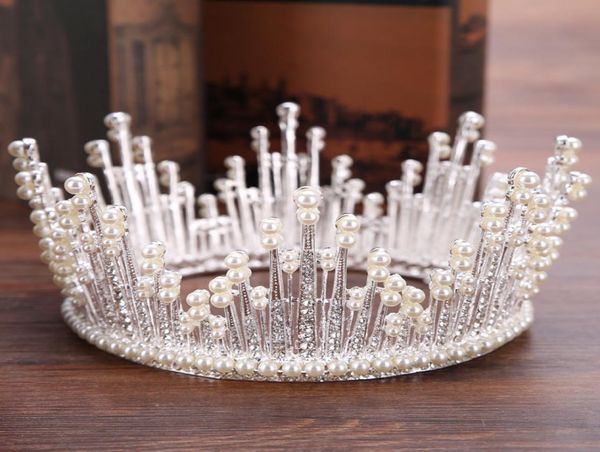trendy silver gold pearl tiara round wedding big crowns for bride hair accessories crystal inlaid queen crown wedding hair jewelry9080081, White;golden
trendy silver gold pearl tiara round wedding big crowns for bride hair accessories crystal inlaid queen crown wedding hair jewelry9080081, White;golden