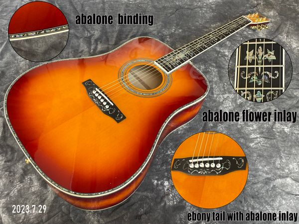 acoustic guitar honey burst solid spruce board ablaone flower inaly on fingerboard and tai withl ablaone binding luxury way looking finished
acoustic guitar honey burst solid spruce board ablaone flower inaly on fingerboard and tai withl ablaone binding luxury way looking finished