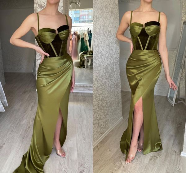 olive green sheath mermaid prom dresses for women spaghetti straps draped high side split evening dress formal wear birthday celebrity eveni, Black
olive green sheath mermaid prom dresses for women spaghetti straps draped high side split evening dress formal wear birthday celebrity eveni, Black