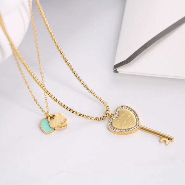 fashion designer tiff necklace french elegant classic blue oil dropping heart sticky diamond key double layer titanium steel necklace women&, Silver
fashion designer tiff necklace french elegant classic blue oil dropping heart sticky diamond key double layer titanium steel necklace women&, Silver