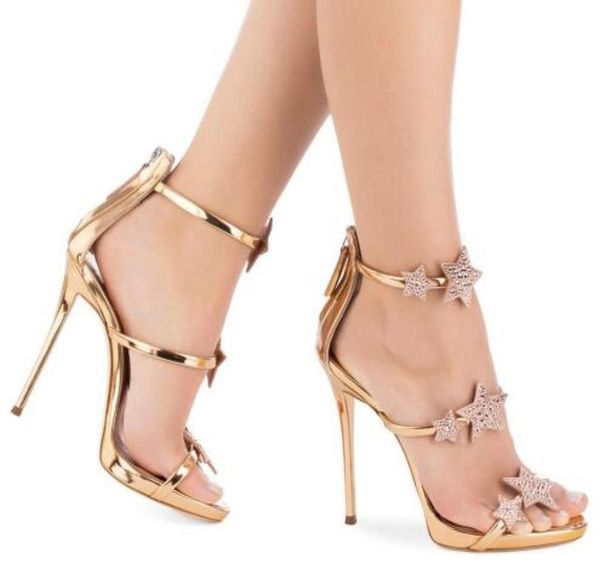 women rose gold patent leather high heel sandals with crystal stars evening dress heels shiny sliver slim platform summer shoes5356293, Black
women rose gold patent leather high heel sandals with crystal stars evening dress heels shiny sliver slim platform summer shoes5356293, Black