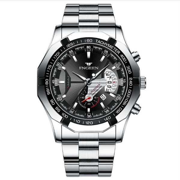 fngeen brand white steel quartz mens watches crystal glass watch date 44mm diameter personality stylish man wristwatches250u, Slivery;brown
fngeen brand white steel quartz mens watches crystal glass watch date 44mm diameter personality stylish man wristwatches250u, Slivery;brown