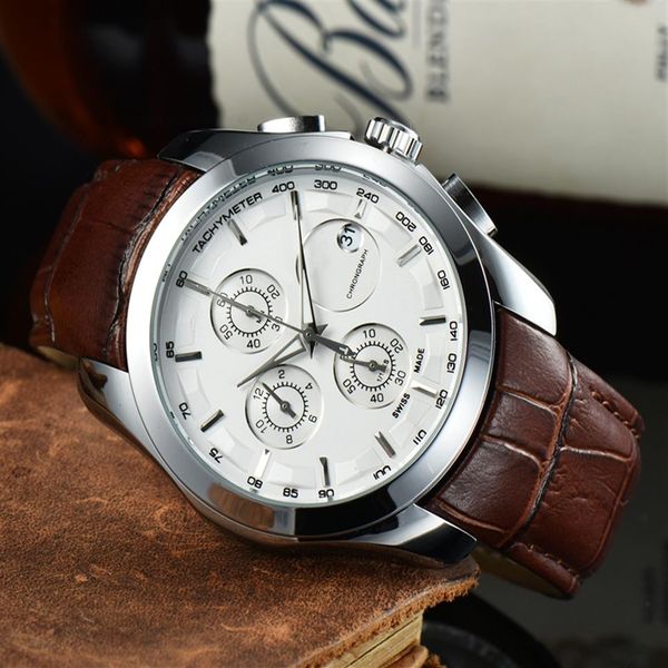 2023 new arrive six stitches mens watches all dial work quartz watch 1853 luxury brand chronograph clock leather 288k, Slivery;brown
2023 new arrive six stitches mens watches all dial work quartz watch 1853 luxury brand chronograph clock leather 288k, Slivery;brown