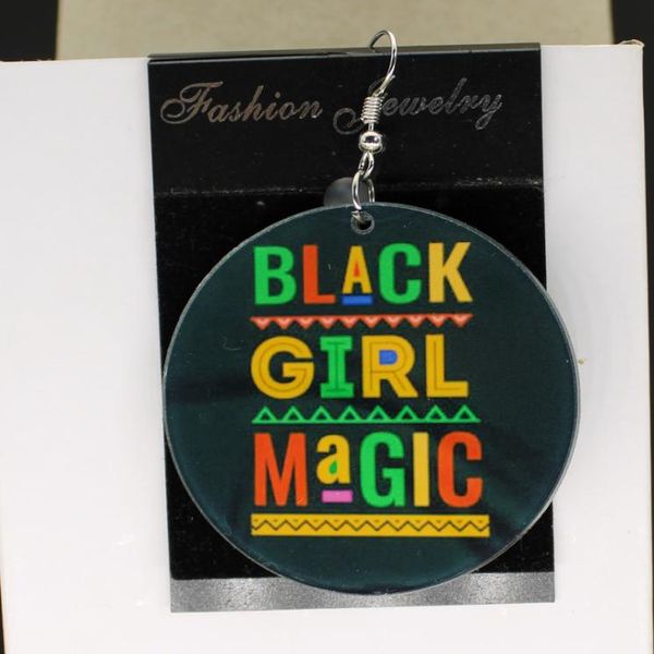 black girl magic earrings afro personalized custom afro africa earring charms 2 sided custom logo text picture9239623, Silver