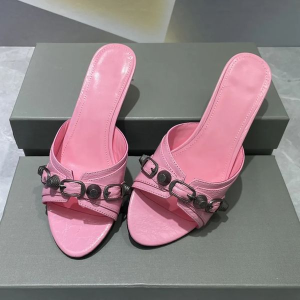 studded buckle embellished slippers sandals shoes slip on open rounded toes women's slim medium heel slippers luxury designers shoe for, Black
studded buckle embellished slippers sandals shoes slip on open rounded toes women's slim medium heel slippers luxury designers shoe for, Black