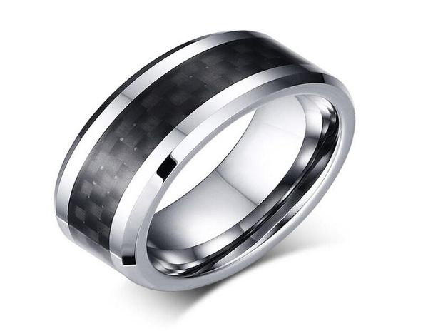 8mm tungsten steel wedding band mens womens tungsten ring with black carbon fiber inlay engraving1329114, Silver
8mm tungsten steel wedding band mens womens tungsten ring with black carbon fiber inlay engraving1329114, Silver