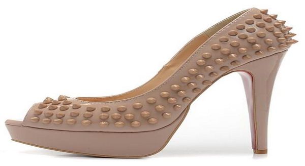 size 34-45 women 14cm high heels nude/black leather with spikes pumps, ladies design peep toes wedding party dress shoe8961692
size 34-45 women 14cm high heels nude/black leather with spikes pumps, ladies design peep toes wedding party dress shoe8961692