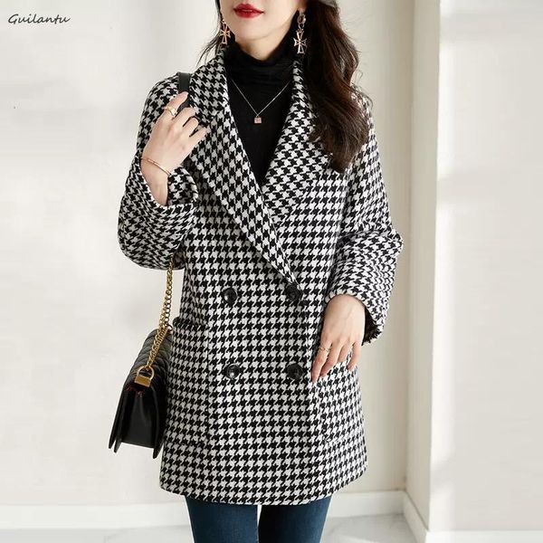 womens wool blends plaid woolen coat autumn and winter fashion highquality midlength jacket overcoat women clothing 230905, Black
womens wool blends plaid woolen coat autumn and winter fashion highquality midlength jacket overcoat women clothing 230905, Black