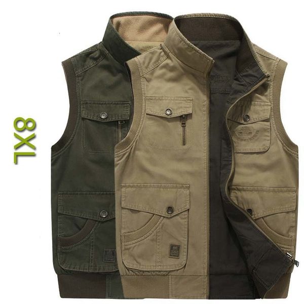 men's vests double side vest cotton plus size m8xl men casual with many pocket sleeveless jacket mandarin collar military waistcoat 230, Black;white
men's vests double side vest cotton plus size m8xl men casual with many pocket sleeveless jacket mandarin collar military waistcoat 230, Black;white