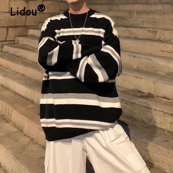 mens sweaters fashion korean striped harajuku streetwear oversized knitted sweater autumn winter casual loose pullover jumpers 230905, White;black
mens sweaters fashion korean striped harajuku streetwear oversized knitted sweater autumn winter casual loose pullover jumpers 230905, White;black