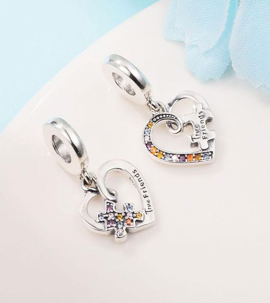925 sterling silver puzzle piece hearts splittable friendship dangle bead fits european jewelry style charm bracelets1525296, Black
925 sterling silver puzzle piece hearts splittable friendship dangle bead fits european jewelry style charm bracelets1525296, Black