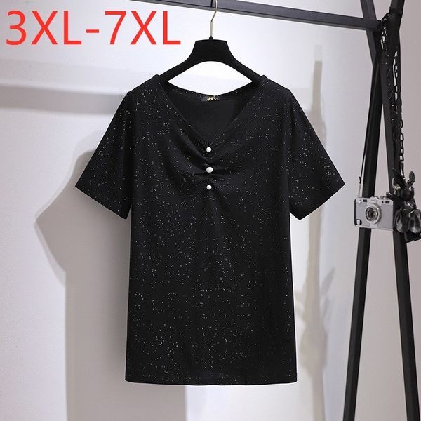 women's plus size tshirt ladies summer for women large short sleeve loose black cotton sequins vneck tshirt 3xl 4xl 5xl 6xl 7xl 230905
women's plus size tshirt ladies summer for women large short sleeve loose black cotton sequins vneck tshirt 3xl 4xl 5xl 6xl 7xl 230905