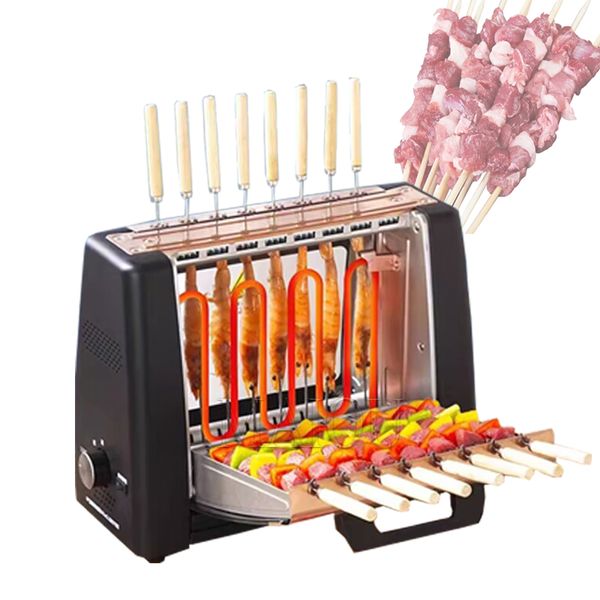 Image of Electric Skewer Machine Household Smokeless Electric Grill Automatic Rotation Household Skewer Tool Electric Grill Barbecue Machine