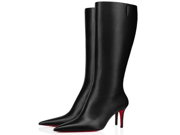 famous winter brand boots kate botta women long knee booty high heels leather ladies bottes pointed toe booties party bride walking with box, Black
famous winter brand boots kate botta women long knee booty high heels leather ladies bottes pointed toe booties party bride walking with box, Black
