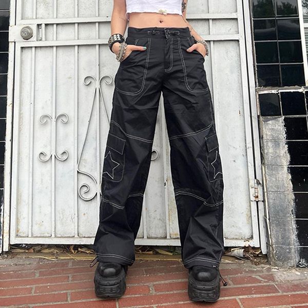 women's pants s american pentagram big pocket drawstring cargo 2023 straight tube low waist woven trousers 230905, Black;white
women's pants s american pentagram big pocket drawstring cargo 2023 straight tube low waist woven trousers 230905, Black;white