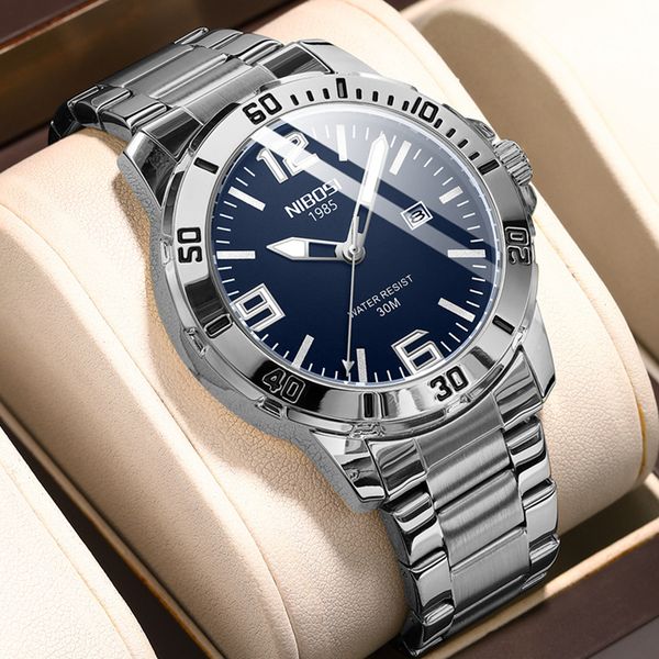 wristwatches nibosi stainless steel quartz watch for men sports waterproof luminous calendar mens watches brand luxury relogio masculino 230, Slivery;brown
wristwatches nibosi stainless steel quartz watch for men sports waterproof luminous calendar mens watches brand luxury relogio masculino 230, Slivery;brown