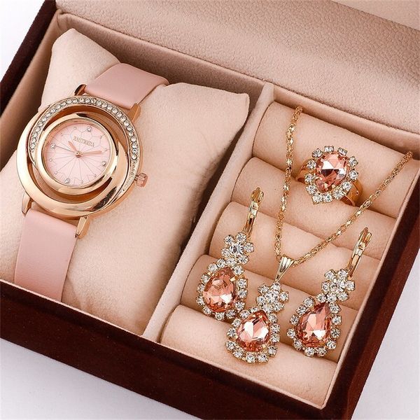 wristwatches 5pcs set luxury watch women ring necklace earring fashion wristwatch casual ladies watches clock 230905, Slivery;brown
wristwatches 5pcs set luxury watch women ring necklace earring fashion wristwatch casual ladies watches clock 230905, Slivery;brown