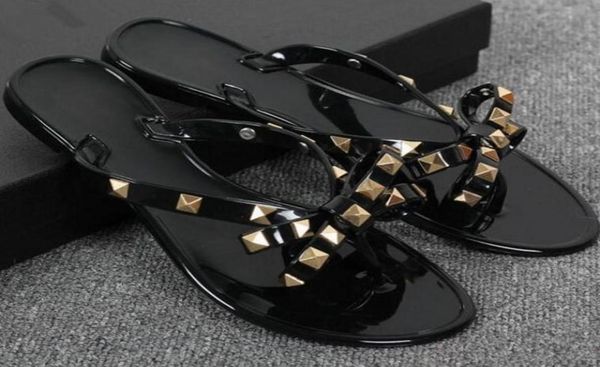 women summer slippers sandals rivets flat heel patent leather jelly flip flops beach sandalias female1785751, Black
women summer slippers sandals rivets flat heel patent leather jelly flip flops beach sandalias female1785751, Black