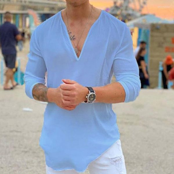 men's casual shirts 2023 spring shirt v-neck solid color t-shirt tee cotton linen long sleeve clothes for men, White;black
men's casual shirts 2023 spring shirt v-neck solid color t-shirt tee cotton linen long sleeve clothes for men, White;black