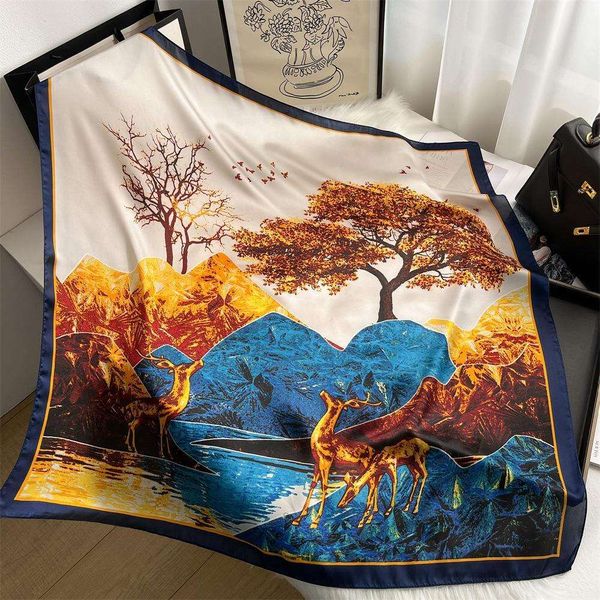 fashionable scarf for women style of imitation silk square korean version all matching professional, Blue;gray
fashionable scarf for women style of imitation silk square korean version all matching professional, Blue;gray